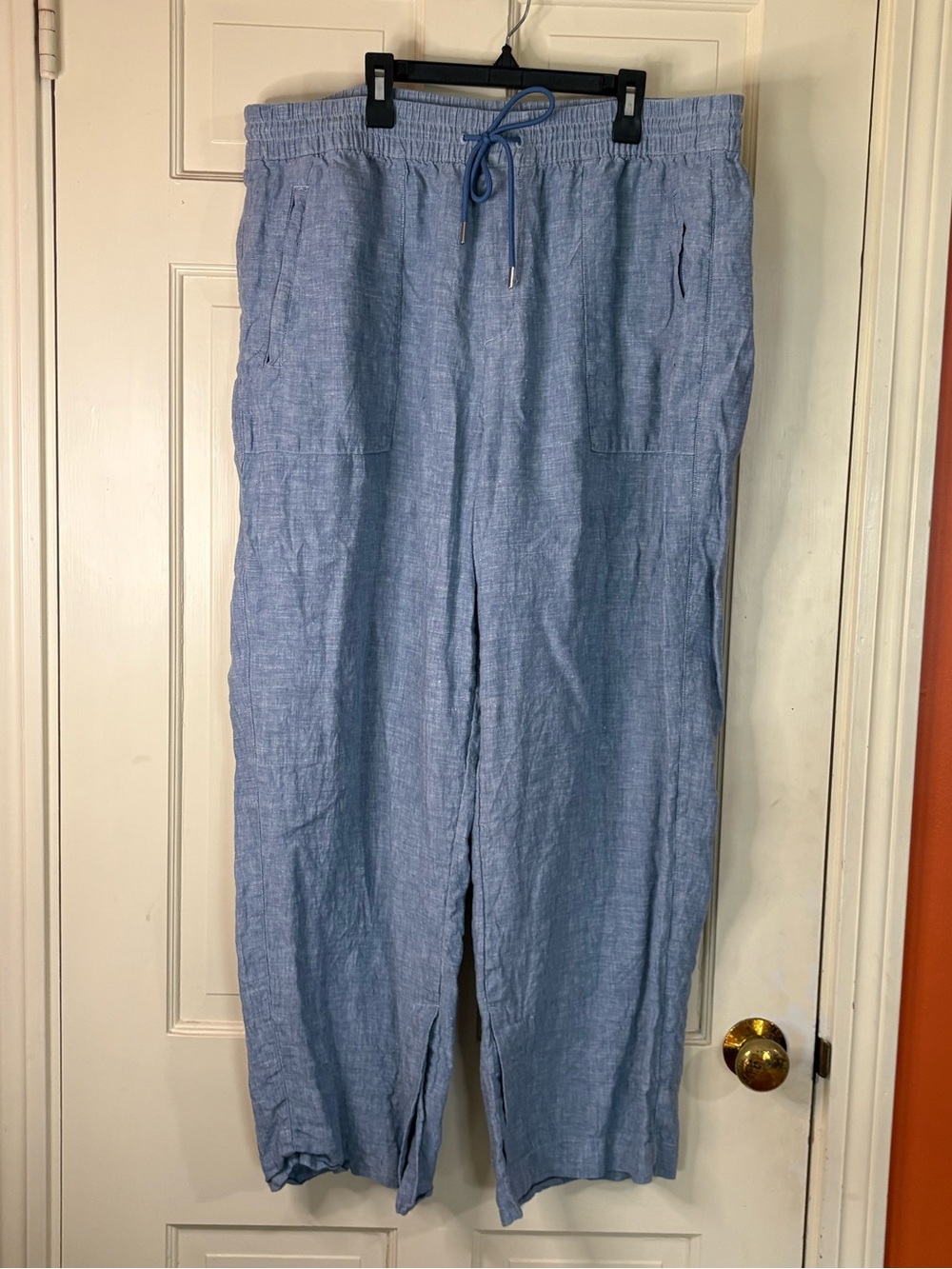 Athleta Retreat Linen Wide Leg Pants Coastal Chambray Resort Women 18 Beachy - Picture 9 of 10